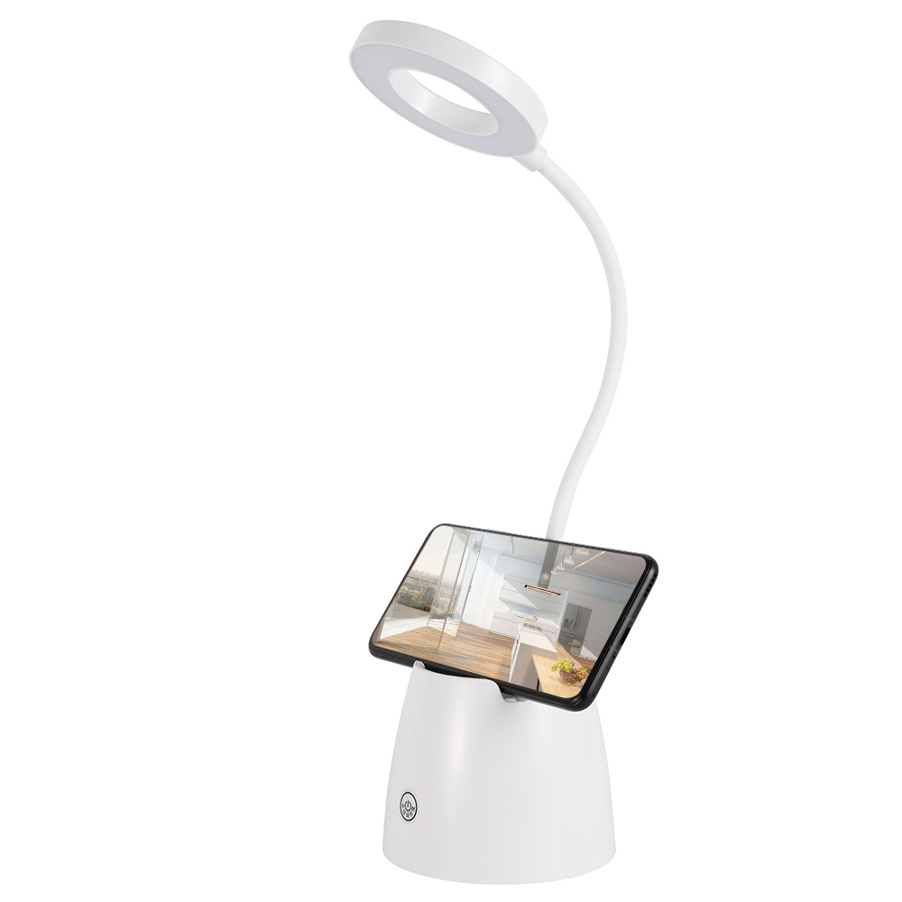 Rechargeable Flexible LED Table Lamp with Phone Holder Rechargeable Flexible LED Table Lamp with Phone Holder
