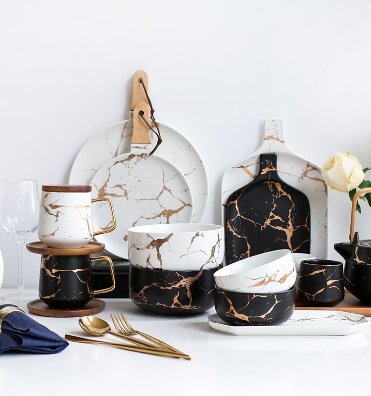Creative Marble Patterned Tableware Creative Marble Patterned Tableware