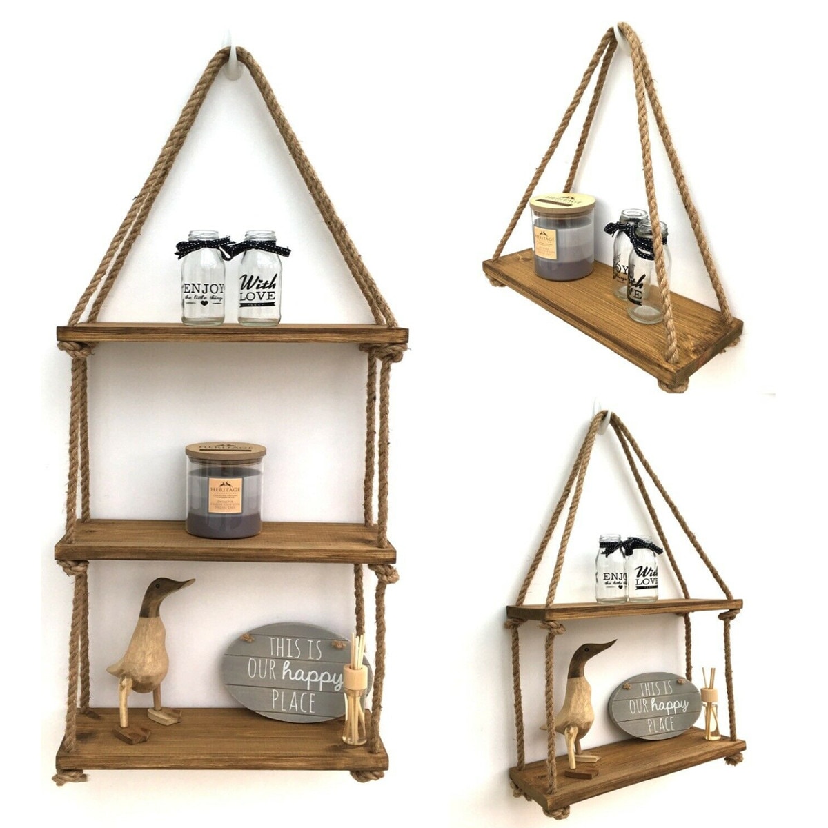 Rustic Style Rope Shelf