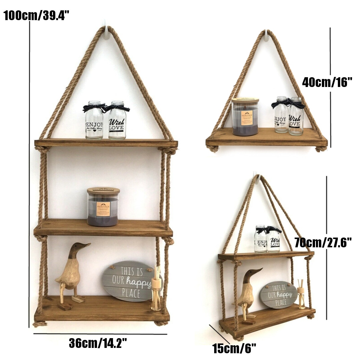 Rustic Style Rope Shelf