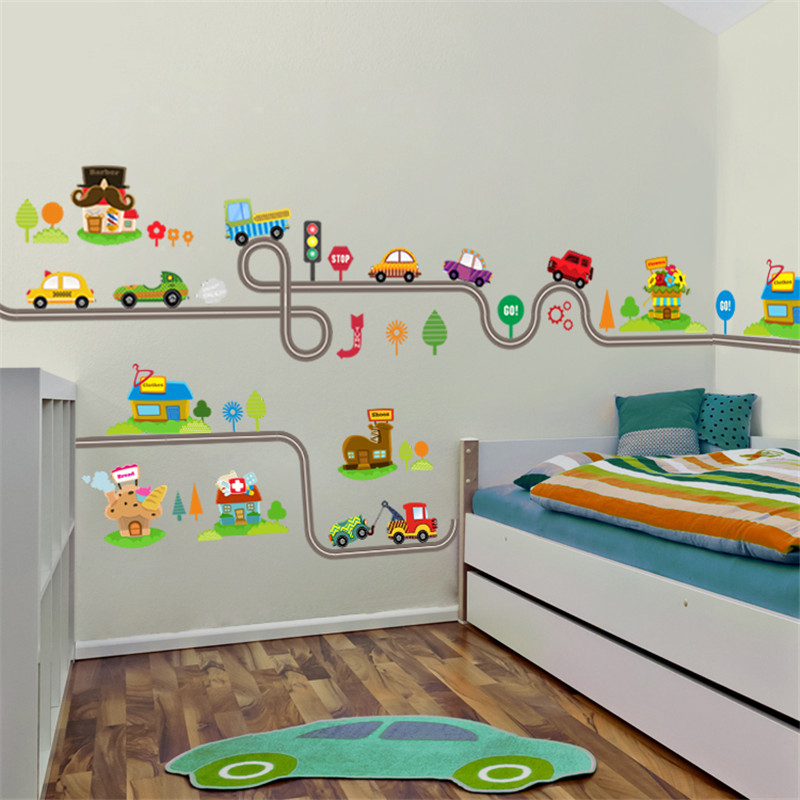 Cute Entertaining Highway Shaped Kid's Wall Sticker