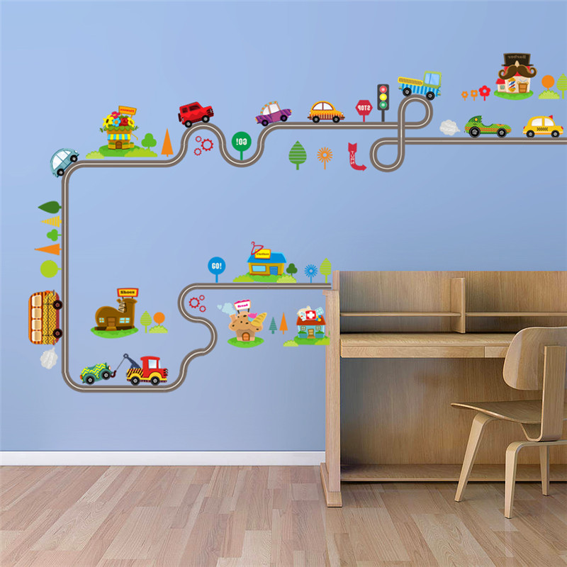 Cute Entertaining Highway Shaped Kid's Wall Sticker