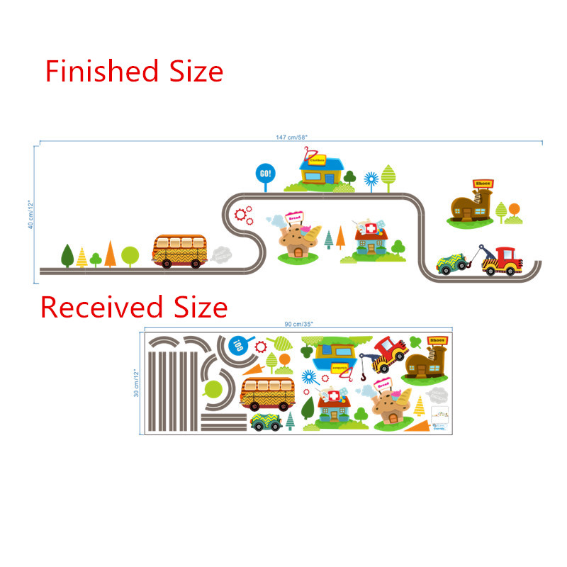 Cute Entertaining Highway Shaped Kid's Wall Sticker