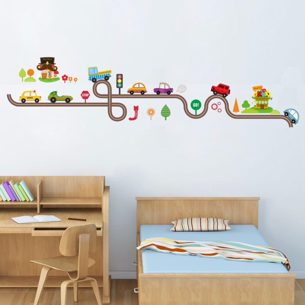 Cute Entertaining Highway Shaped Kid's Wall Sticker