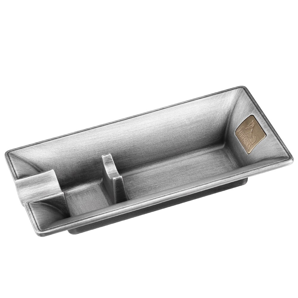 Brushed Metal Single Slot Cigar Ashtray